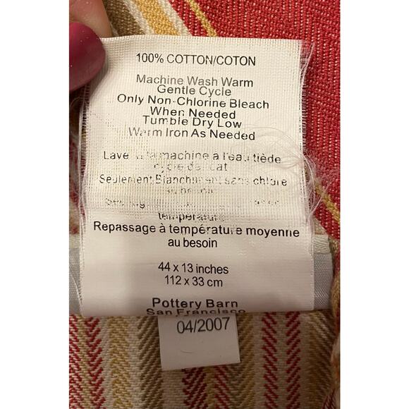 Pottery Barn Morgan Red Striped Cafe Valance Set of 2 44x13 Classic Y2K - Picture 4 of 5